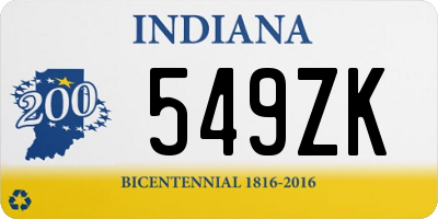 IN license plate 549ZK