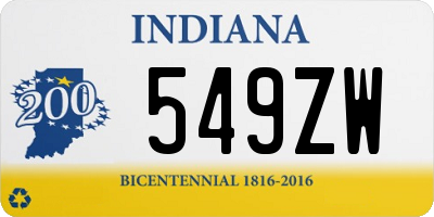 IN license plate 549ZW