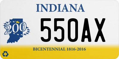 IN license plate 550AX