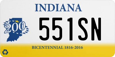 IN license plate 551SN