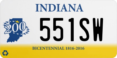 IN license plate 551SW