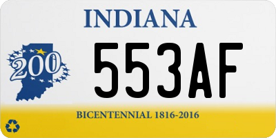 IN license plate 553AF