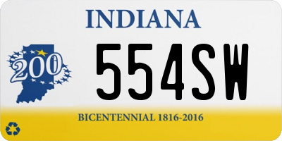 IN license plate 554SW