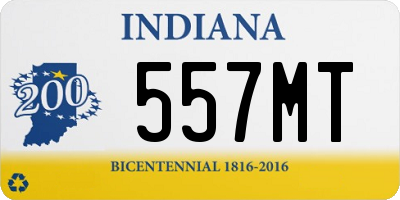 IN license plate 557MT