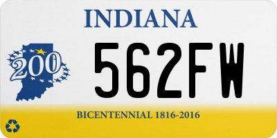 IN license plate 562FW