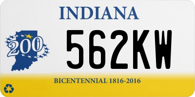 IN license plate 562KW