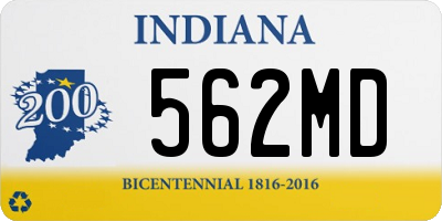 IN license plate 562MD