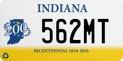 IN license plate 562MT