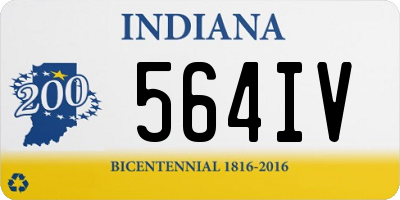 IN license plate 564IV