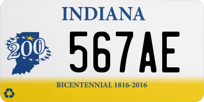 IN license plate 567AE