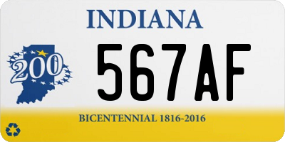 IN license plate 567AF