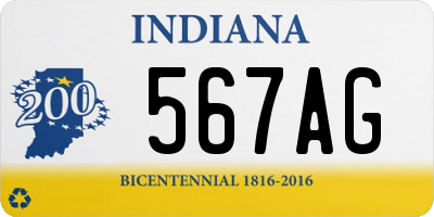 IN license plate 567AG