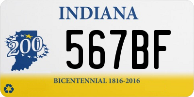 IN license plate 567BF