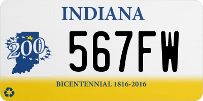 IN license plate 567FW