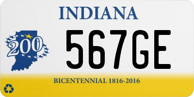 IN license plate 567GE