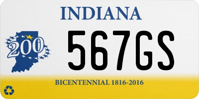 IN license plate 567GS