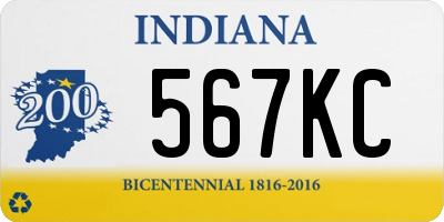 IN license plate 567KC