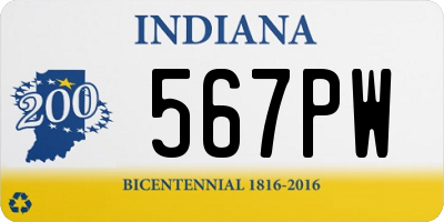 IN license plate 567PW