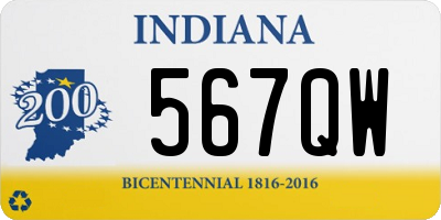 IN license plate 567QW