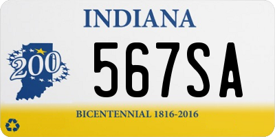 IN license plate 567SA