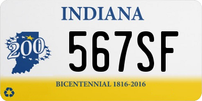 IN license plate 567SF