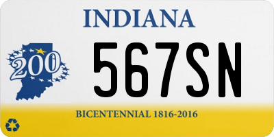 IN license plate 567SN