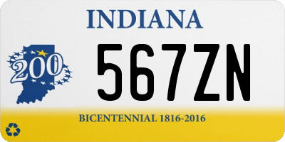 IN license plate 567ZN