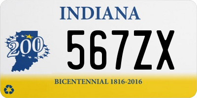 IN license plate 567ZX