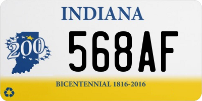 IN license plate 568AF