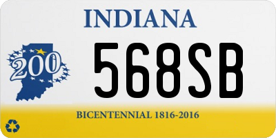 IN license plate 568SB
