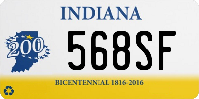 IN license plate 568SF