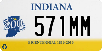 IN license plate 571MM