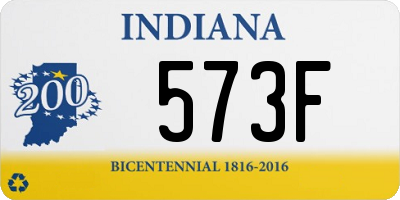 IN license plate 573F