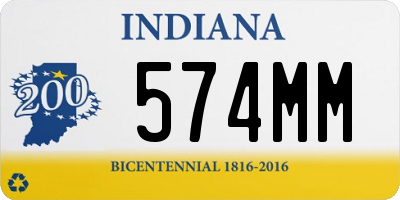 IN license plate 574MM