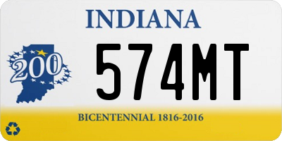 IN license plate 574MT