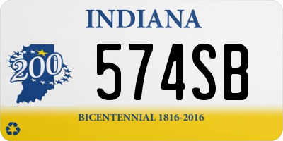 IN license plate 574SB