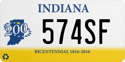 IN license plate 574SF