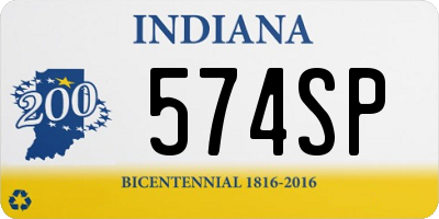 IN license plate 574SP