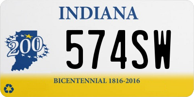 IN license plate 574SW