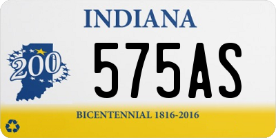 IN license plate 575AS