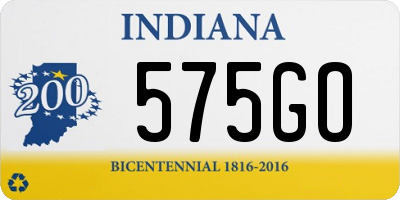 IN license plate 575GO