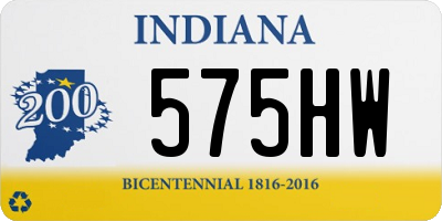 IN license plate 575HW