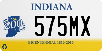 IN license plate 575MX