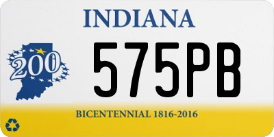 IN license plate 575PB