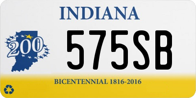 IN license plate 575SB