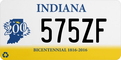 IN license plate 575ZF