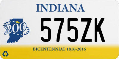 IN license plate 575ZK