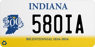 IN license plate 580IA