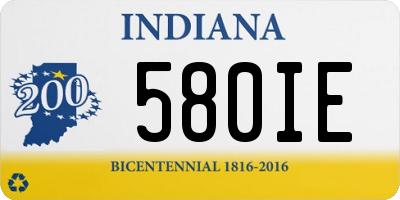 IN license plate 580IE