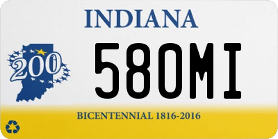 IN license plate 580MI